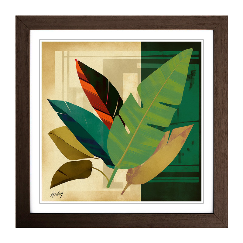 Tropical Leaf Suprematism No.4 - Framed Print, Walnut