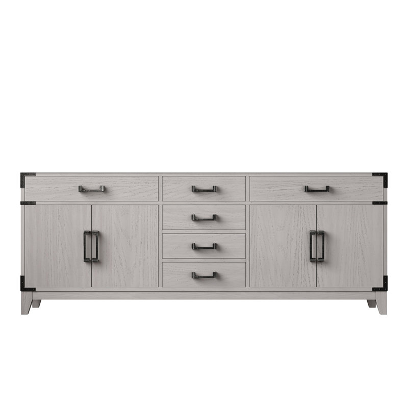 Meuble-lavabo double en chêne blanc 80 po X P 22 po D