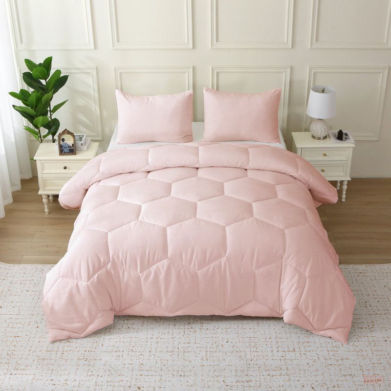 Ensemble d'édredon surdimensionné en microfibre Better Style Home, Édredon pour très grand lit + 2 taies décorativ, Rose