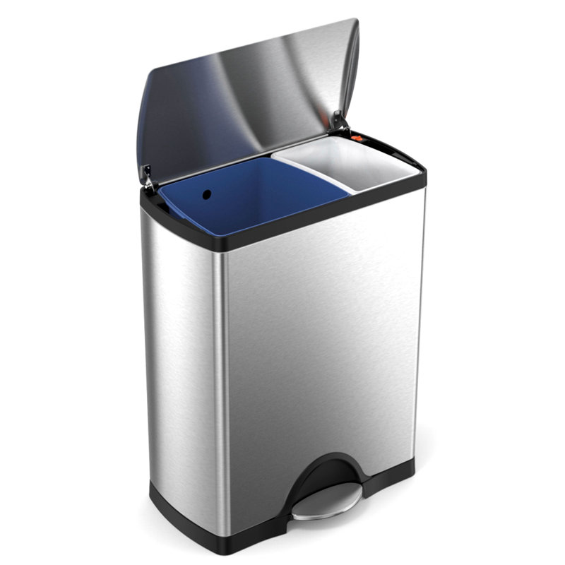 Simplehuman 46L (30/16) Rectangular Recycler, Brushed Stainless Steel