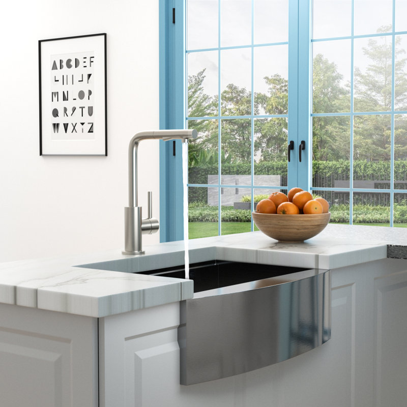 Robinets de cuisine en nickel brossé avec douchette rétractable, robinet d'évier de cuisine à poignée simple avec douchette rétractable