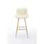 Lot de 2 tabourets de bar de 76 cm (30 pouces), tabouret de comptoir en velours crème, pieds dorés, repose-pieds, rembourrage en mousse, deux chaises longues en tissu, pieds et
