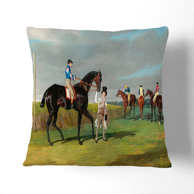 Horse Racing Square Throw Cushion, 55cm H x 55cm W x 20cm D