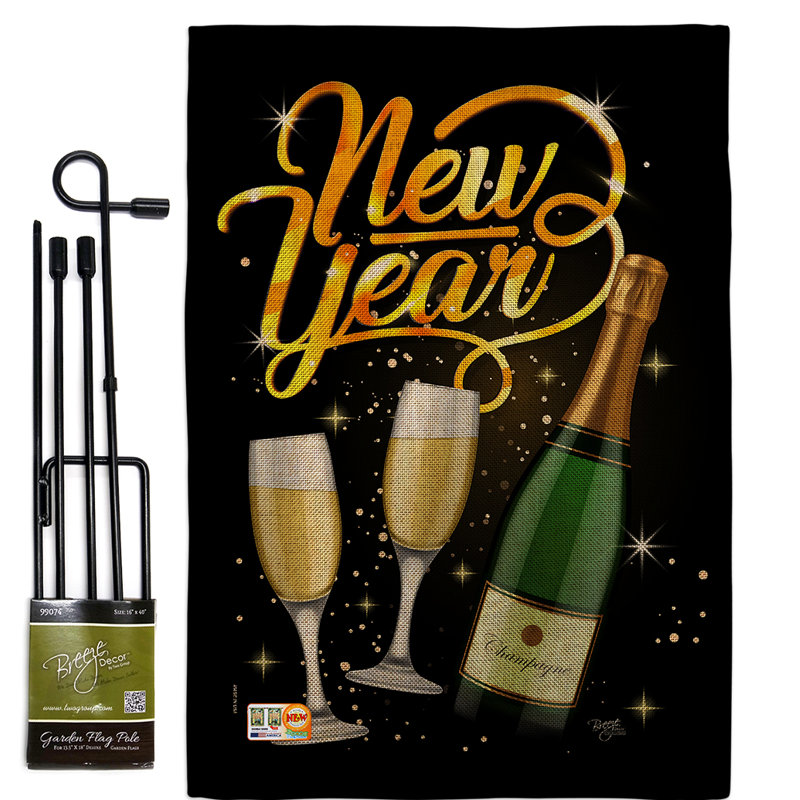 Ensemble de drapeaux 19 x 13 po Khachadur Cheers To Happy New Year Winter Impressions