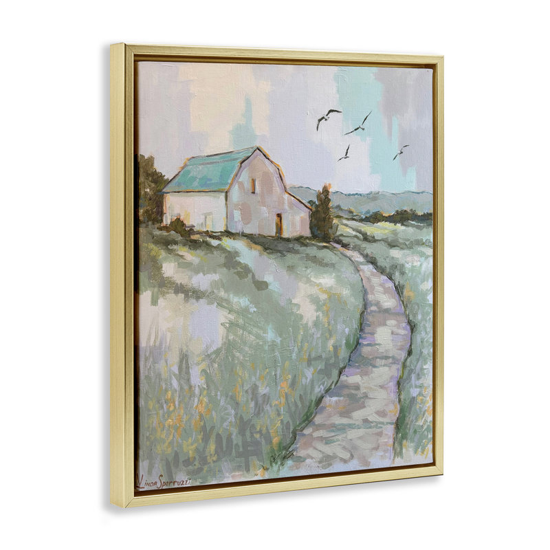 Cadre flottant Peaceful Homestead, H 31 po x l 25 po, Cadre flottant métallique doré