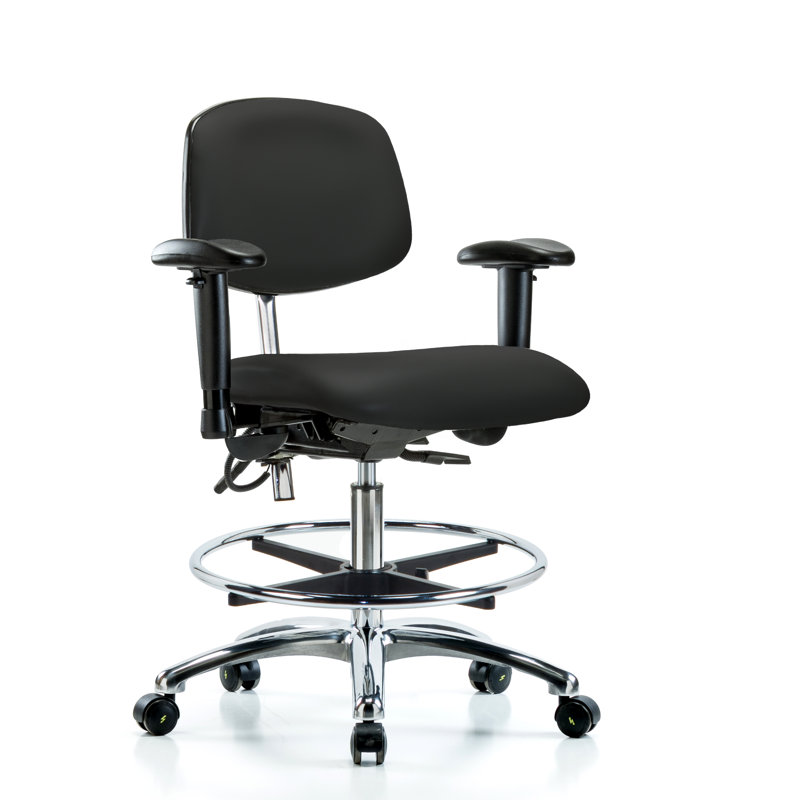 Chaise en vinyle ESD, Noir, Roulettes, Non inclus