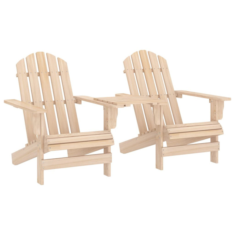 Villalobos Outdoor Adirondack Chair With Table, Cream