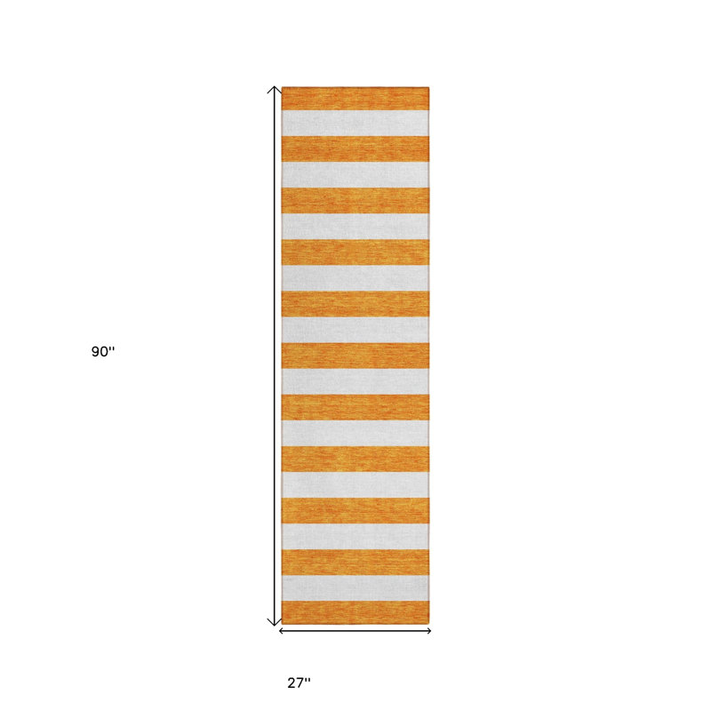 Tapis de couloir d'extérieur à rayures orange et blanc 2 pi x 8 pi