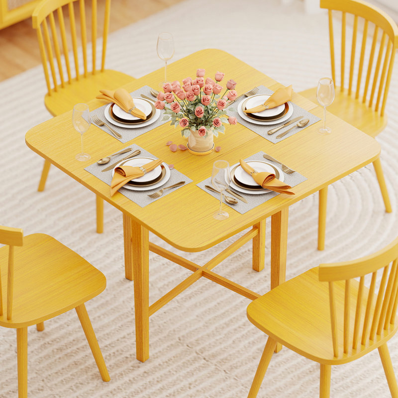 Extendable Square Dining Table with Wood Base