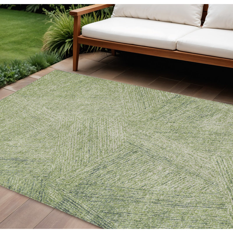 Tapis extérieur lavable abstrait vert artichaut 9 pi x 12 pi artichaut