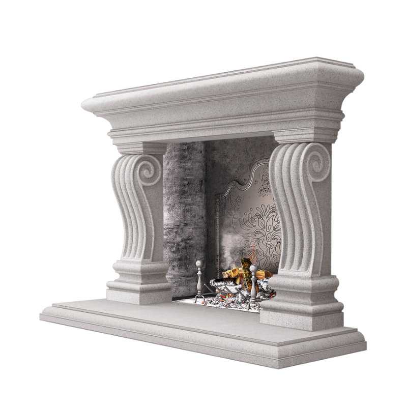 San Lazzaro Fireplace Surround, Acid Wash Gray