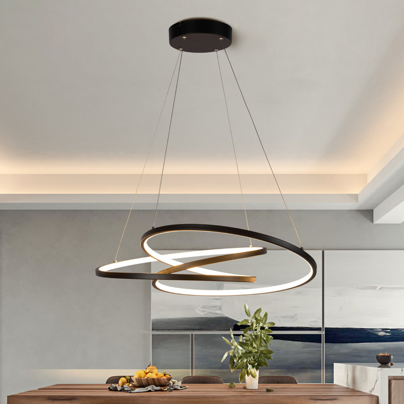 Luminaire suspendu à intensité variable 1 lumière DEL Jeevan, Noir mat
