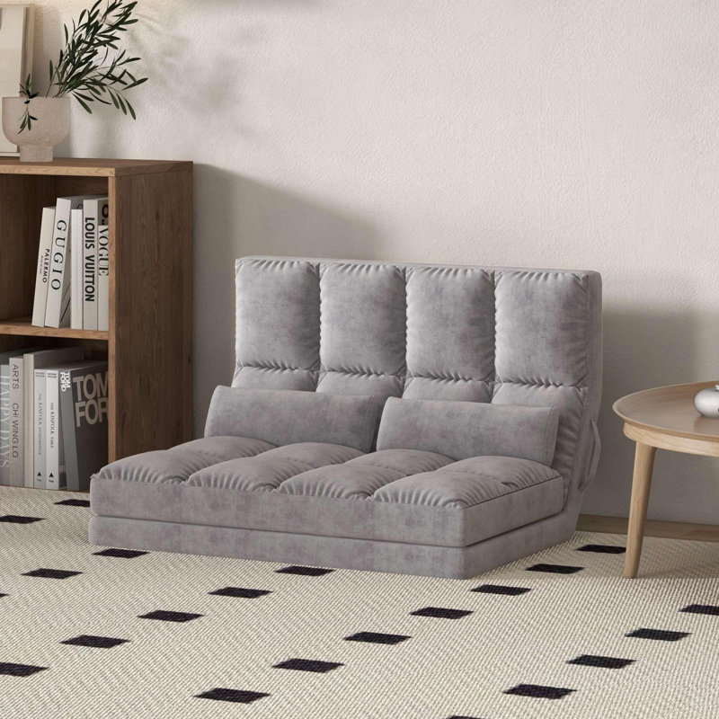 Canapé-lit en suède à dossier réglable, Polyester gris foncé