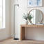 Lampe sur pied en fer Vitrina, noir onyx, abat-jour transparent, H 67 po