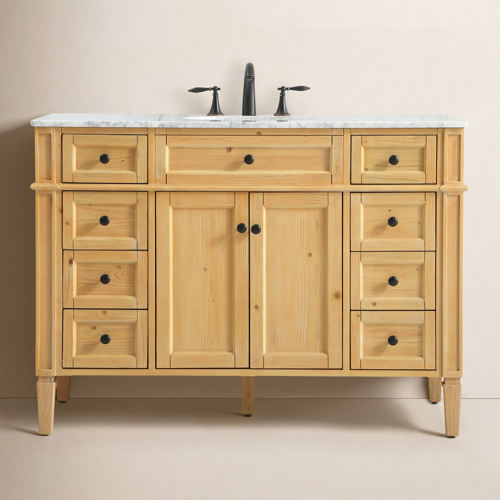 Rivers 48'' Single Bathroom Vanity, Natural Wood