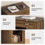 H 26 po minimaliste avec grand espace de rangement et table d'appoint en panneau de particules à grain de bois, avec bande de lumière DEL colorée et table de chevet intégrée