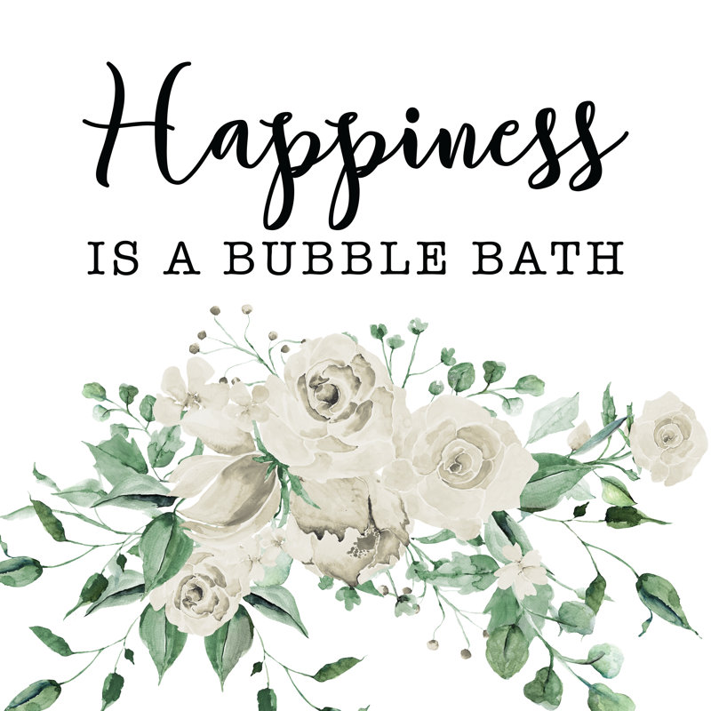 Happiness Is A Bubble Bath In Black - Wrapped Canvas Print, 91cm H x 91cm W