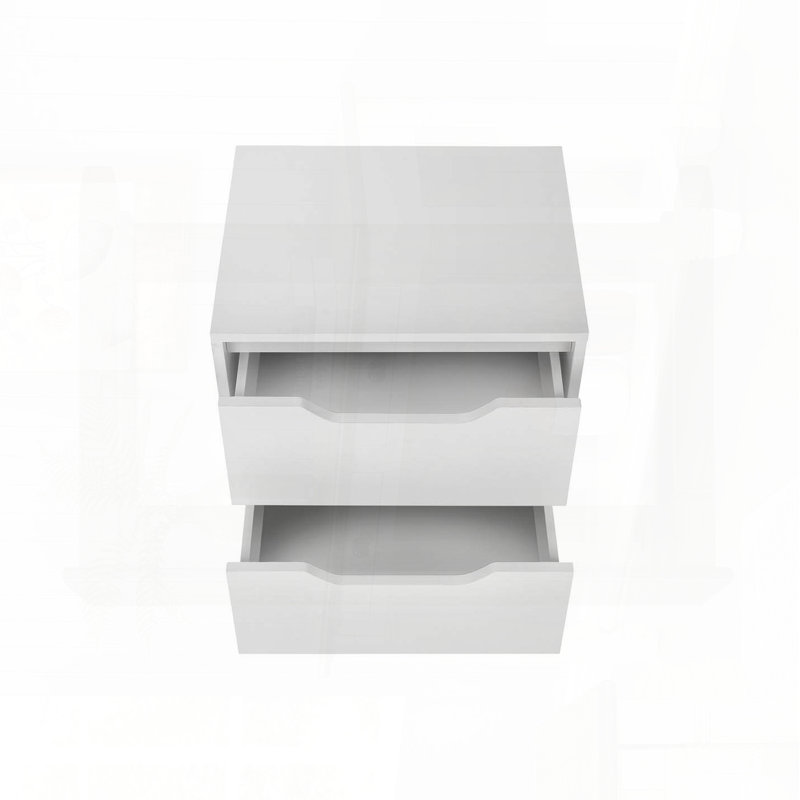 Table d'appoint avec 2 tiroirs - stratifié blanc, H 24 po, Blanc
