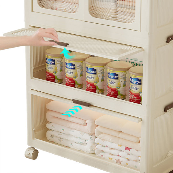 Ebern Designs Portable Rolling Wardrobe Closet With 4 Cubes & Hanging ...