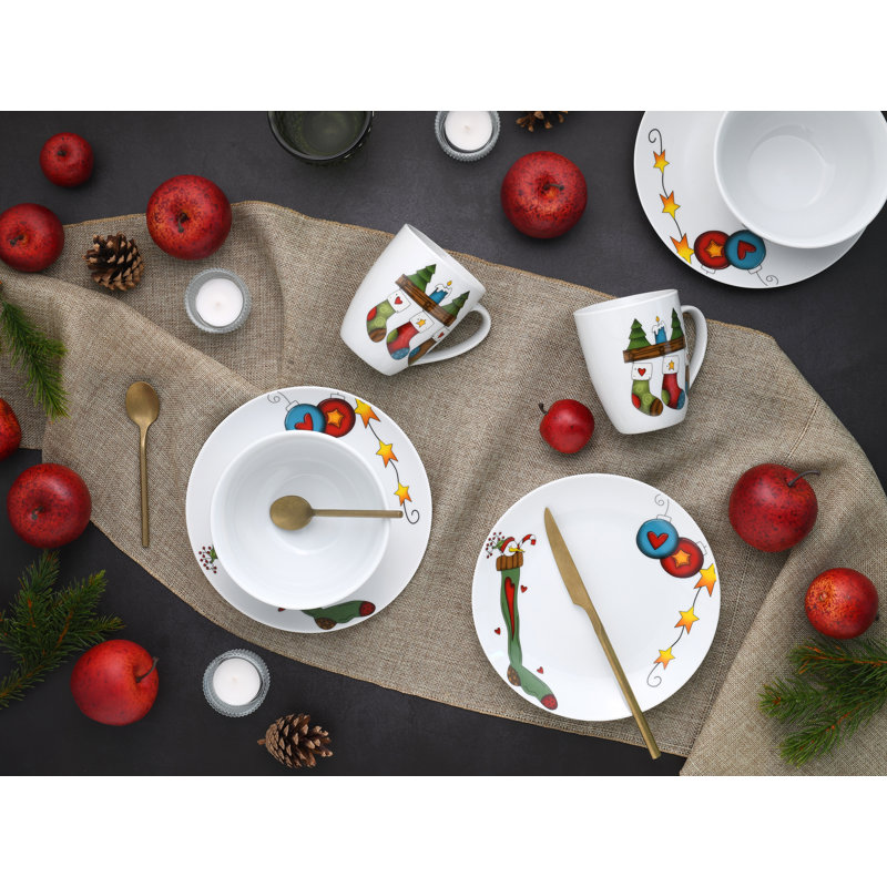 Luna Porcelain China Dinnerware Set 18 Piece - Service for 6