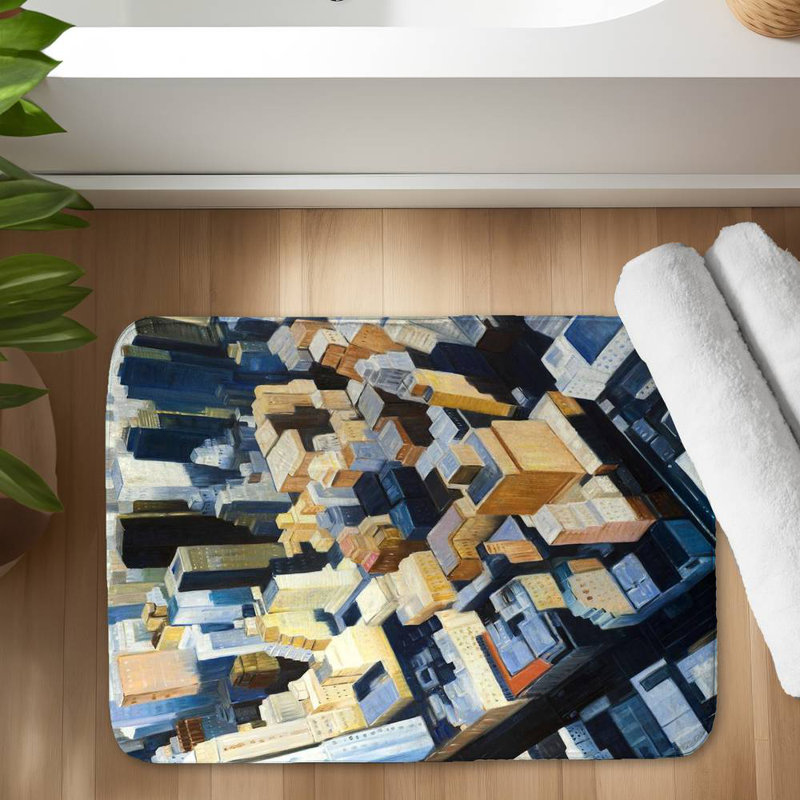 Manhattan view of the empire state building Bath Mat with Non-Slip Backing - Quick Dry Memory Foam Bathroom Rug - Absorbent - Modern Plush Spa-Style - Machine Washable