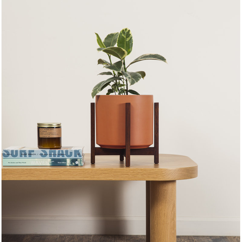 Pot à fleurs en grès Keyes, Rouille/foncé, H 10,25 po x l 10 po x P 10 po