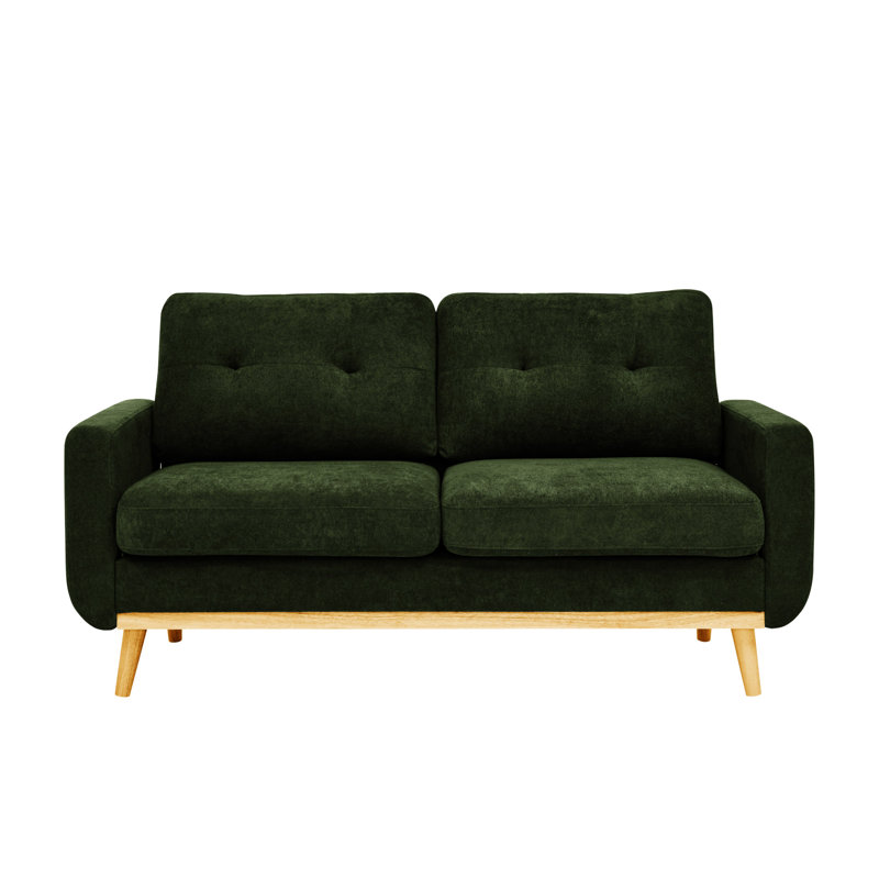Canapé capitonné 67,7 po de largeur Mid-Century avec pieds en bois, Vert