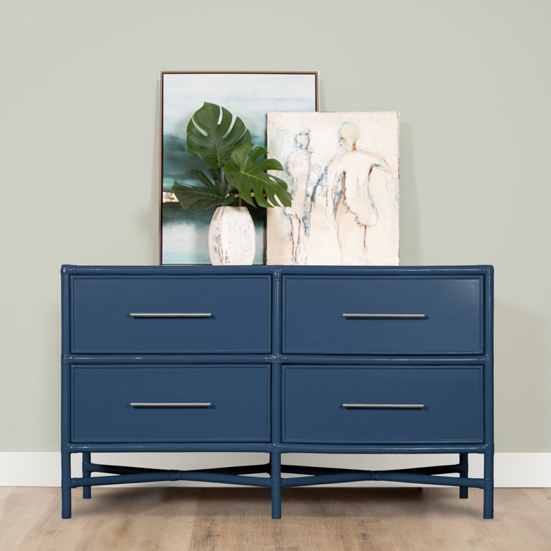 Venice 4 Drawers 54" W Double Dresser, Pool Blue