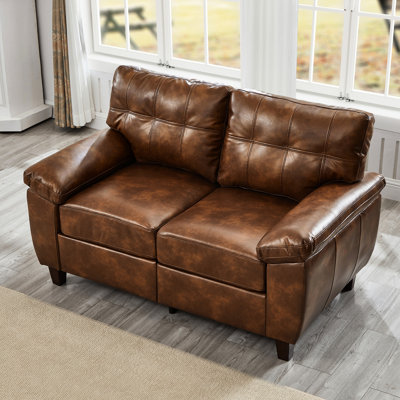 59 po, conception moderne, similicuir, avec rangement, brun, grand accoudoir respirant en PU, coussin de siège, structure en bois massif du coussin de dossier, sièges confortables