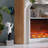 Burlywood + White Manufactured Wood Freestanding Fireplace