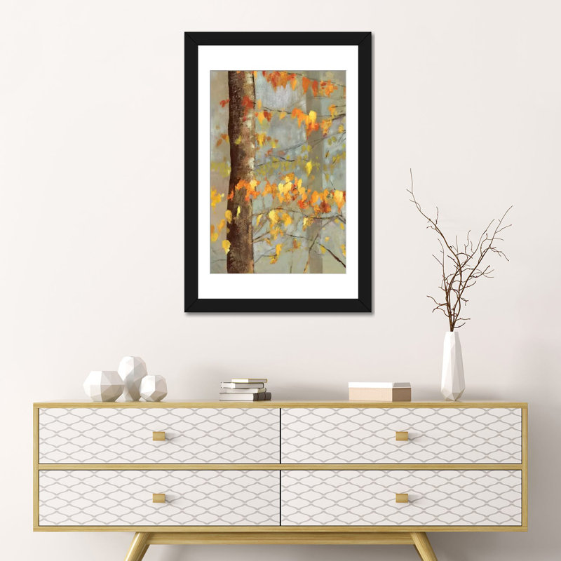 « golden branches i », impression sur toile, H 24 po x l 16 po x P 1 po, Papier d'art encadré noir, Blanc