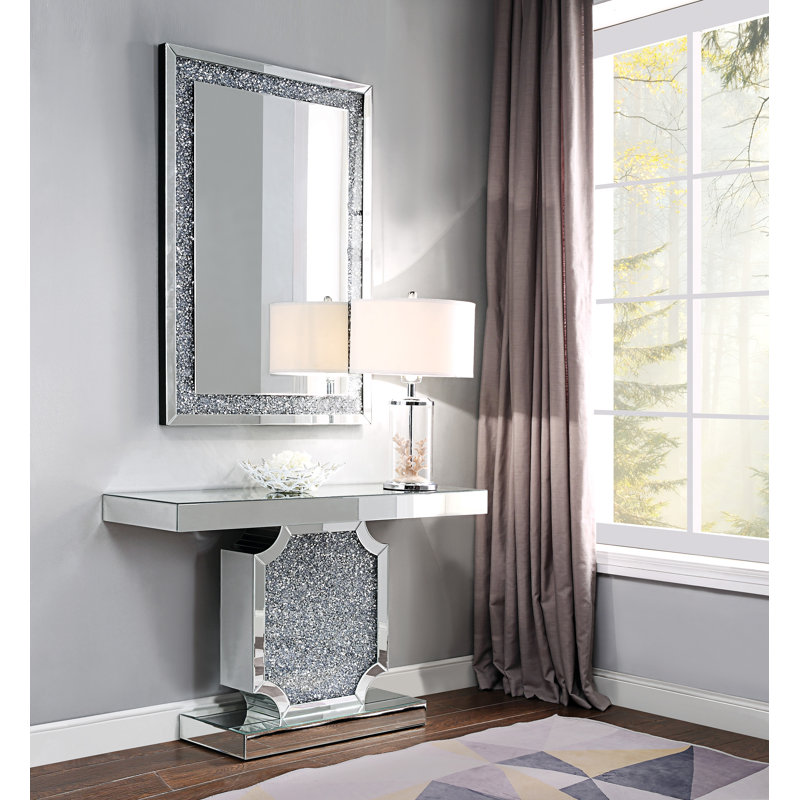 Console Table, Mirrored & Faux Diamonds