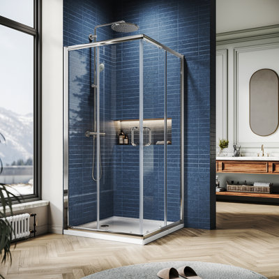 36" W X 36" D X 72" H Framed Square Shower Enclosure With Base