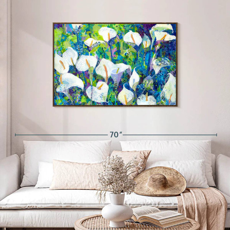 Morning Blues, Cadre flottant en noyer, 43 po x 29 po