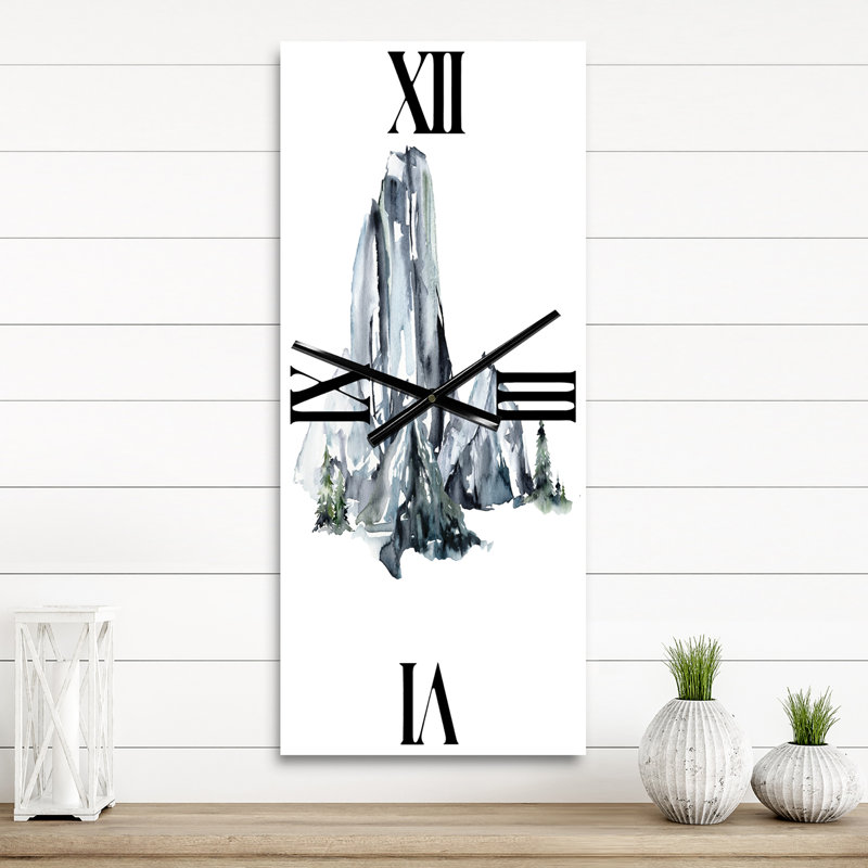Horloge murale paysage minimaliste de montagnes et de forêts, Petit
