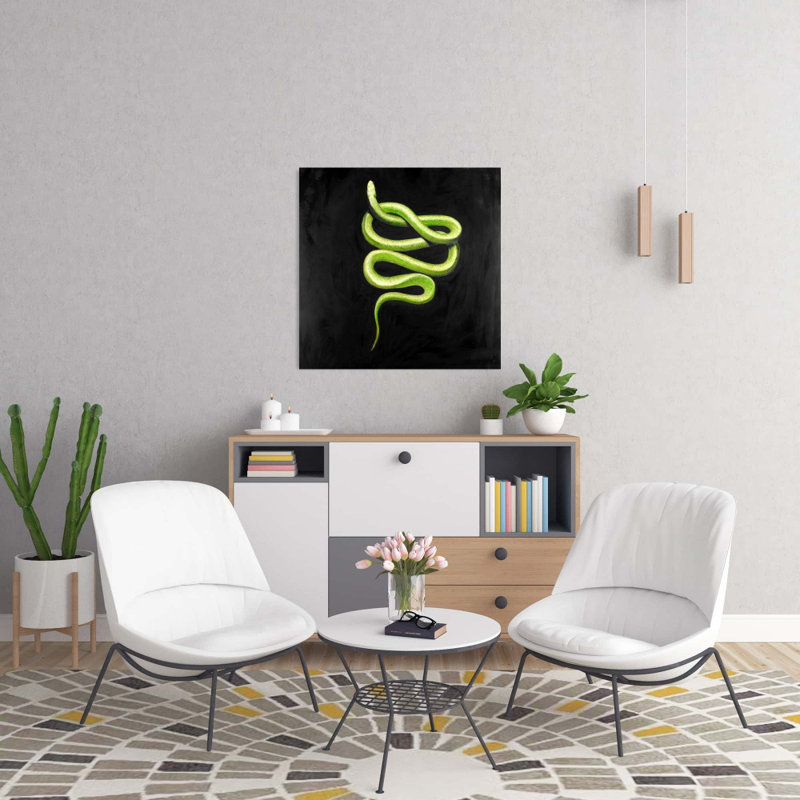 Toile de reptile vert avec toile - chambre à coucher, art mural, décoration intérieure