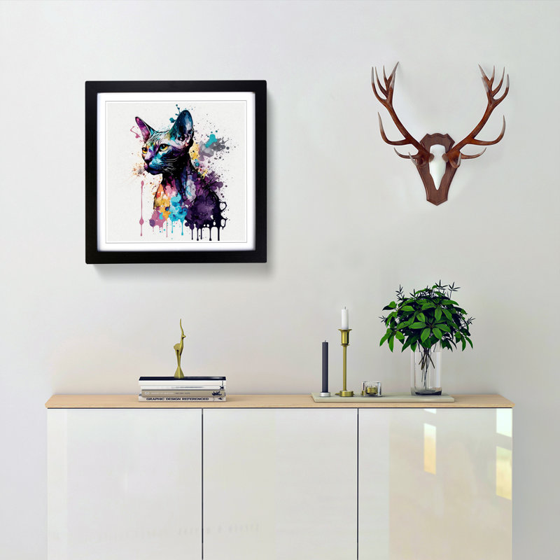 Sphynx Cat Splatter No.1 - Framed Print