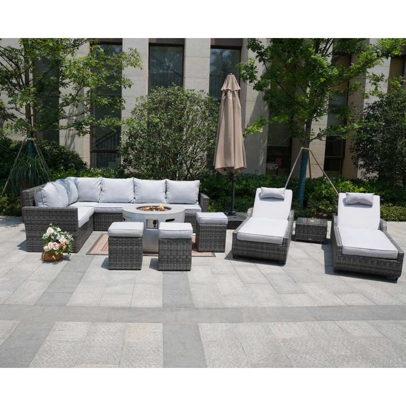 11 - Person Modular Patio Conversation Set with Cushions
