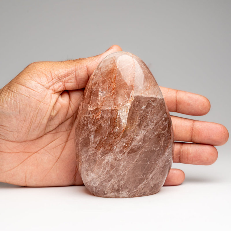 Genuine Polished Strawberry Quartz Freeform (1.3 Lbs), 3.5" H x 5" W x 1.5" D