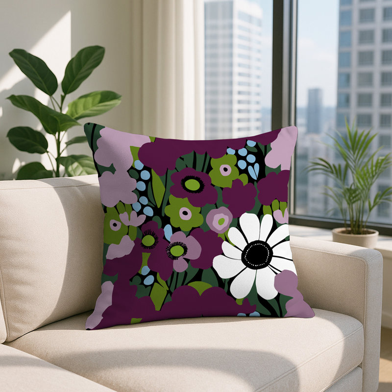 Coussin Maya, Carré 16 po, Mauve