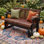 Fauteuil oscillant 2 places en bois massif gris foncé et brun foncé