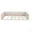 Lit plateforme tapissier en bois pleine grandeur avec garde-corps et coussin-32698953