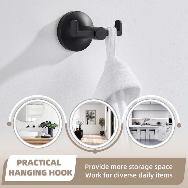 APLusee Double Bath Towel Holder Black