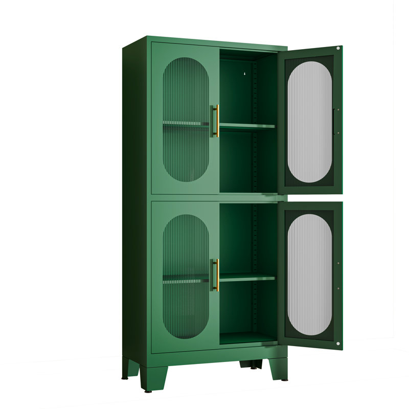 Armoires de rangement pour garde-manger Mordern avec portes en acrylique et tablettes réglables, Vert