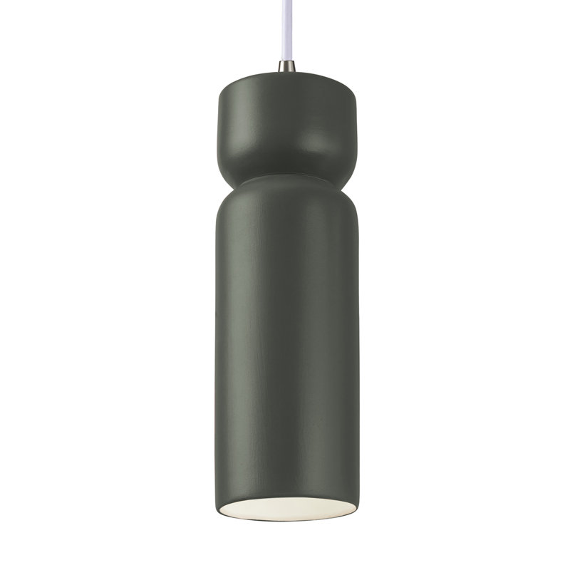 Luminaire suspendu simple en forme de sablier Amardeep, Étain vert, Nickel brossé