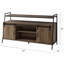Meuble télé rustique avec porte de grange coulissante en chêne et noir, convient aux meubles de style industriel moderne de 58 pouces