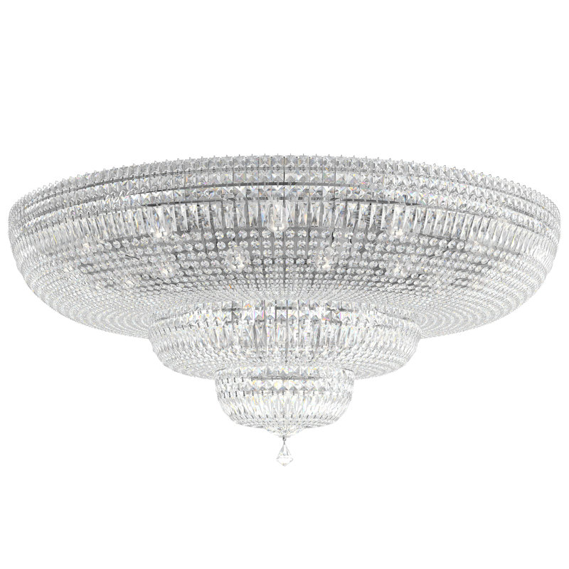 Petit Crystal Deluxe 36 Light 48in x 21in Flush Mount in Polished Gold with Clear Optic Crystals, Clear Optic, Silver