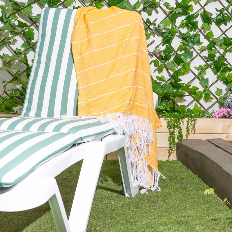 188cm Long Reclining Single Chaise with Cushions, Green
