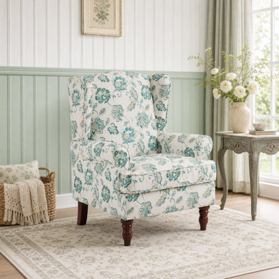 Upholstered Linen Wingback Chair