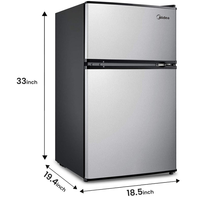 Midea 3.1 Cubic Feet Freestanding Mini Fridge, Stainless Steel